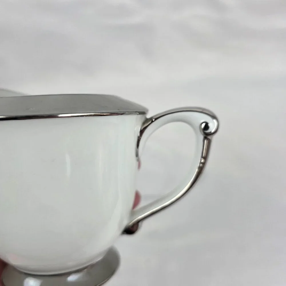 Sango Plantina Creamer White with Gray Band & Platinum Trim